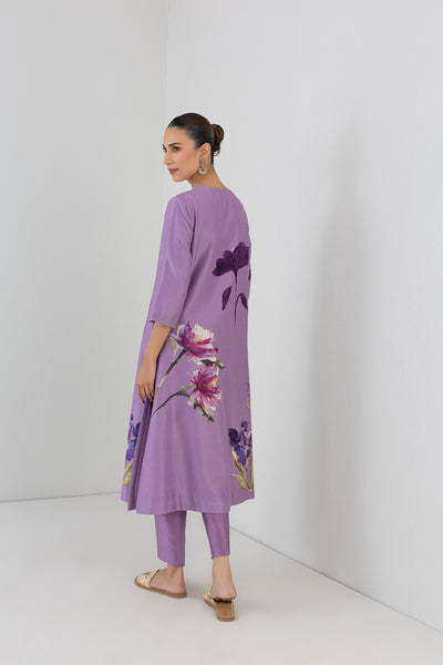 MAUVE WHISPER SILK CHANDERI ORCHID PRINTED TUNIC (1 PC)