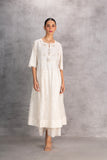 IVORY CHANDERI CHIKANKARI TUNIC (1 PC)