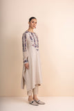 BEIGE FLAT CHIFFON MULTICOLOURED EMBROIDERED KURTA SET (2 PCS)