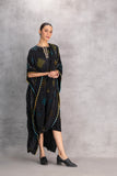 BLACK GAJI SILK DRAPE DRESS (1 PC)