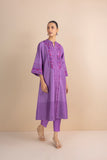 SHADES OF LILAC STRIPE PRINTED & EMBROIDERED KURTA SET (2 PCS)