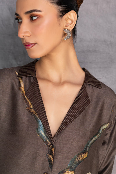 TOBACCO BROWN DUPION JACKET (1 PC)