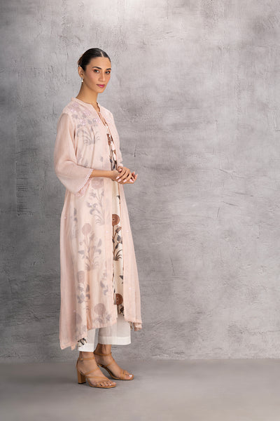 BLUSH CHANDERI TUNIC WITH JACKET (1 PC)