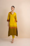 SHADES OF YELLOW STRIPE PRINTED & EMBROIDERED KURTA SET (2 PCS)