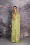 PISTA GREEN CHANDERI EMBROIDERED SAREE (1 PC)