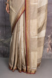 TOOSH &amp; GREY ZARI STRIPE EMBROIDERED SAREE (2 PCS)