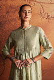 SAGE GREEN DUPION EMBROIDERED KURTA SET (YMN-14C)