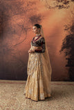 GOLD SILK TISSUE PRINTED & EMB. LEHENGA SET (EVO-07) (4 PCS)