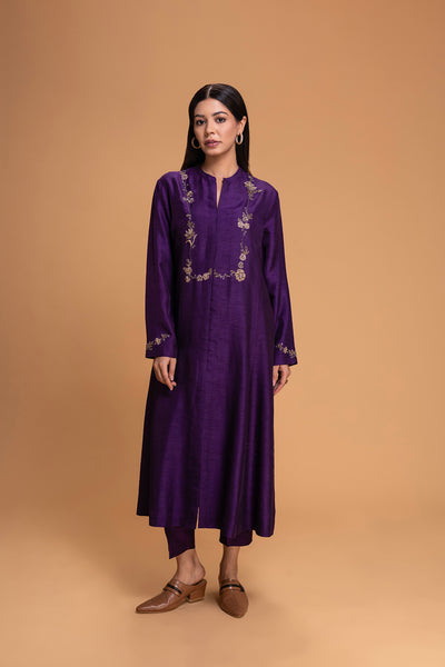 PURPLE DUPION EMB. KURTA (2 PCS)