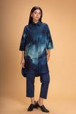 DARK BLUE CHANDERI PRINTED SHIRT (1 PC)