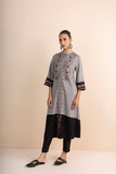 BEIGE & BLACK PRINTED & EMBROIDERED KURTA SET (2 PCS)