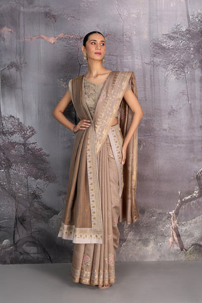 BEIGE TUSSOR GEORGETTE SAREE (1 PC)