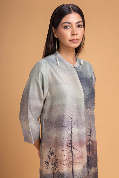 PASTEL PINKS CHANDERI PRINTED PANELED TUNIC (1 PC)