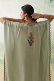 AQUA MODAL SATIN COLORFUL IRIS PETAL EMB KAFTAN (1 PC)