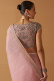 OLD ROSE ORGANZA HAND ENBROIDERED SCALLOP SAREE SET (2 PCS)