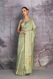 PISTA GREEN TUSSOR GEORGETTE SAREE (1 PC)