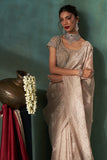 SILVER TISSUE EMBROIDERED SAREE WITH UNSTITCHED BLOUSE (1 PC)