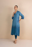 SHADES OF BLUE STRIPE PRINTED & EMBROIDERED KURTA SET (2 PCS)