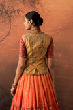 ORANGE & YELLOW TISSUE BROCADE EMB. LEHENGA SET (MH-01C) ( 5 PCS)