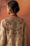 GOLD SILK TISSUE HEAVY EMB. LONG JACKET SET (3 PCS)
