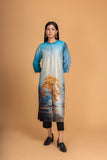 BLUE SILK CHANDERI DAWN PRINTED SHIRT (1 PC)