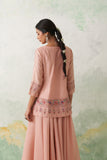 SOFT PINK CHANDERI KASHMIRI EMB. SHORT KURTA SET (3 PCS)