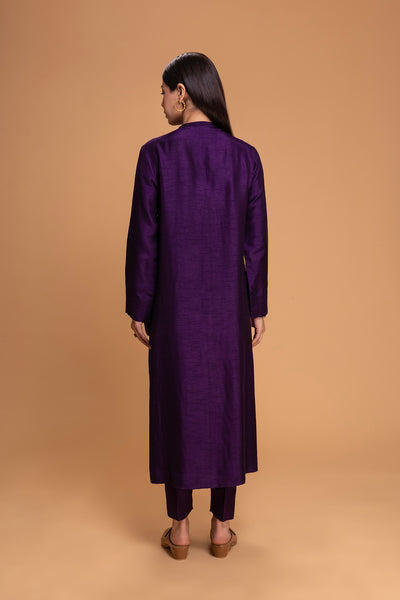 PURPLE DUPION EMB. KURTA SET (2 PCS)