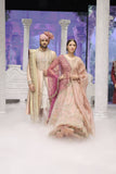 OLD ROSE NET AND ORGANZA EMBROIDERED LEHENGA SET PAIRED WITH A DELICATE FALSA EMBROIDERED DUPATTA. (4PCS)