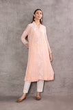 PEACH CHANDERI EMBROIDERED KURTA (WH-01A)&nbsp;