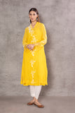 YELLOW CHANDERI EMBROIDERED KURTA (WH-01A)&nbsp;