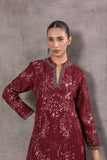 MAROON VISCOSE DUPION PRINTED EMBROIDERED TAGAAI KURTA (DC-04A/KUR)