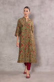 GREEN STRIPE & FLORAL CHANDERI PRINTED KURTA ( SV-13/KUR)