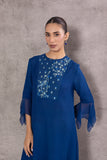 BLUE CHIFFON PRINTED EMBROIDERED TAGAAI KURTA (INY-29B)