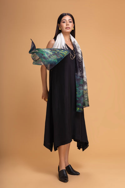 IVORY CHANDERI PRINTED STOLE (1 PC)