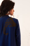 Blue & Mehendi Woolen High Low Wrap Jacket (WLN-04A/JKT)