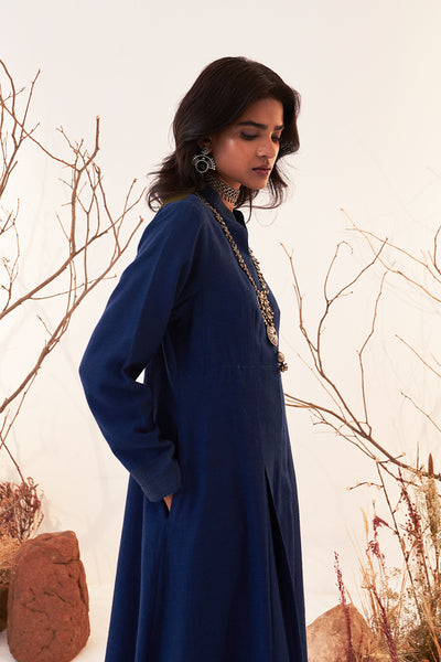 Blue Woolen Colour Blocking Jacket (Wln-02/jkt)
