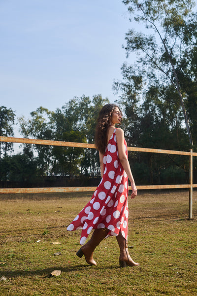 RED & WHITE POLKA DOT DRESS (1 PC)