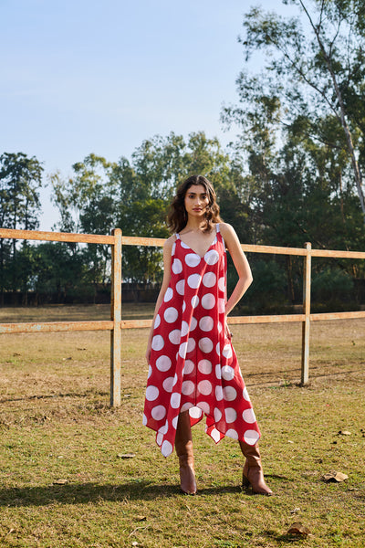 RED & WHITE POLKA DOT DRESS (1 PC)