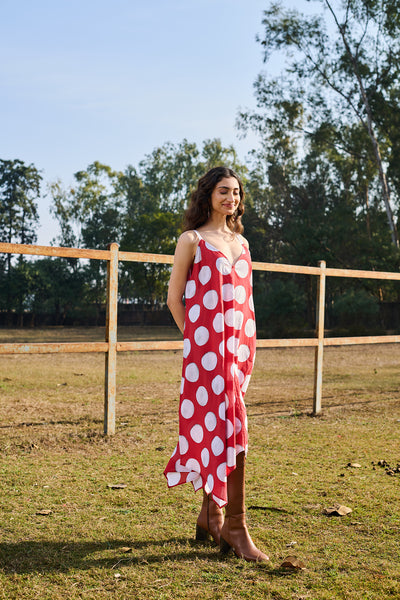 RED & WHITE POLKA DOT DRESS (1 PC)