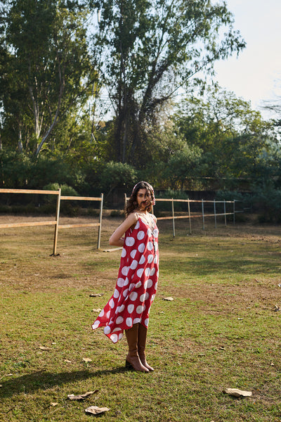 RED & WHITE POLKA DOT DRESS (1 PC)