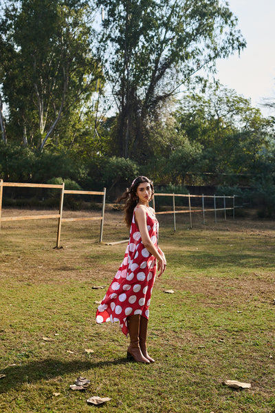 RED & WHITE POLKA DOT DRESS (1 PC)
