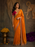 AN ORANGE SAREE MADE TO BRIGHTEN EVERY CELEBRATION. (2PCS)