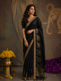 A BLACK SAREE THAT STANDS OUT WITH EVERY DETAIL. (2PCS)
