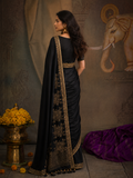 A BLACK SAREE THAT STANDS OUT WITH EVERY DETAIL. (2PCS)
