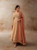 RUST ORGANZA TISSUE EMBROIDERED DUPATTA