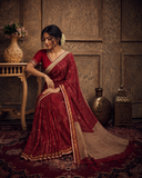 A MAROON SAREE THAT NEVER GOES OUT OF STYLE. (2PCS )