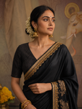 A BLACK SAREE THAT STANDS OUT WITH EVERY DETAIL. (2PCS)
