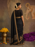 A BLACK SAREE THAT STANDS OUT WITH EVERY DETAIL. (2PCS)