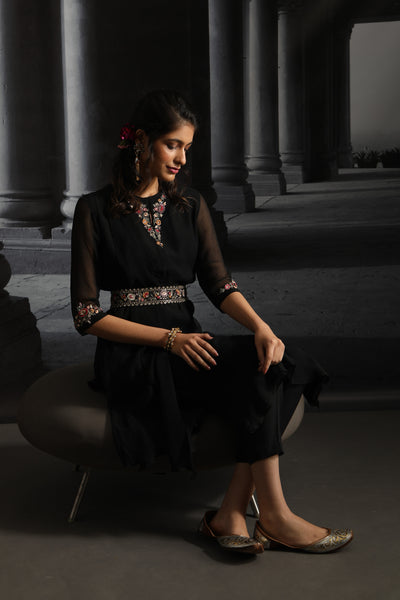 Black Embroidered Dress (EM-07)