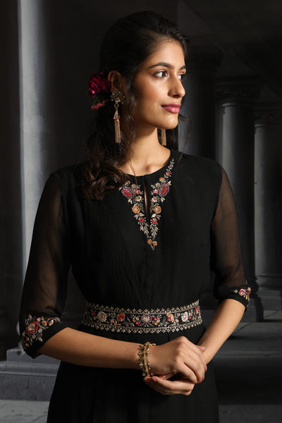 Black Embroidered Dress (EM-07)